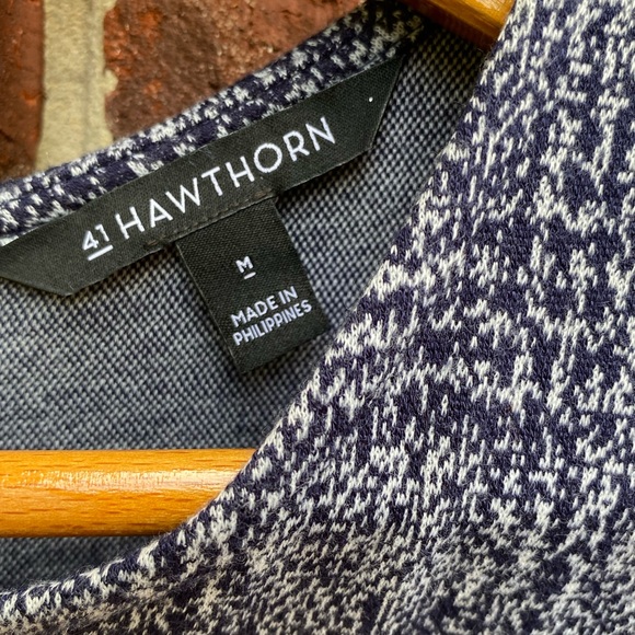 Stitch Fix 41 Hawthorn Womens Aniya Jacquard Knit Dress Navy Pockets Medium - Picture 5 of 7